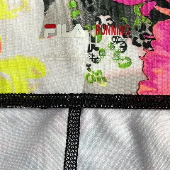 FILA Running Cropped Leggings in Colorful Floral Print and Matching Top - Picture 5 of 8